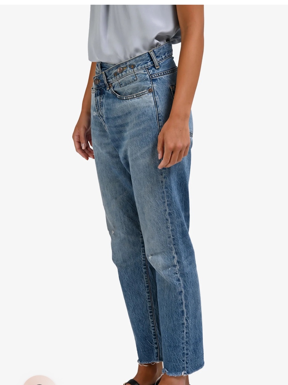 R13 Crossover Straight Leg Jeans in the 'Jasper' wash. - Picture 2 of 14